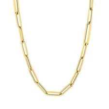 14k Yellow Real Gold Paperclip Chain Necklace, 3mm (20.0 Inches)