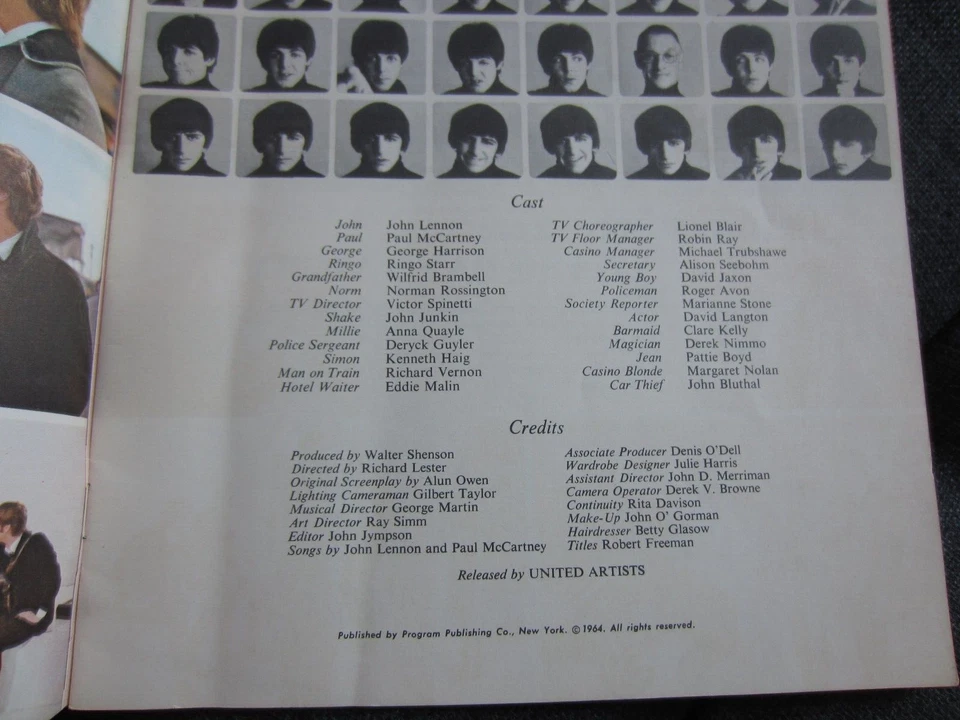 THE BEATLES 1964 original US Film Souvenir PROGRAM book A HARD DAY'S NIGHT n.m. - Image 4 of 4