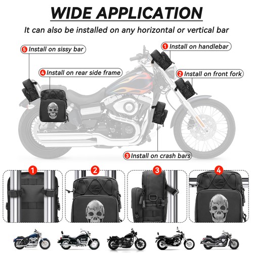 For Harley Cruiser Softail Dyna Sportsters Motorcycle Handlebar Bag - Picture 4 of 13