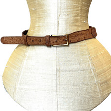 Genuine African Ostrich Leather Belt Women 30 Tan USA Made Gold Buckle