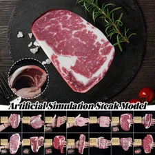 1Pcs Artificial PVC Simulation Steak Model Roast Beef Fake Bacon Props Decor