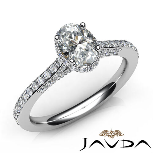 Juego de anillo de compromiso de diamantes de corte ovalado Circa Halo pave certificado GIA F VS1 1,37 quilates - Imagen 1 de 12