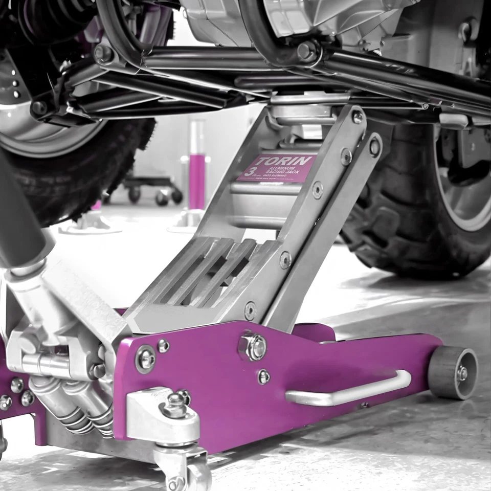 Torin 3 тонны (6000 фунтов) алюминиевый напольный домкрат двойной поршень быстрый подъем, розовый - Изображение 3 из 4