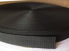 20mm Nylon Webbing Tape for Straps Bags Craft Black 100m Roll