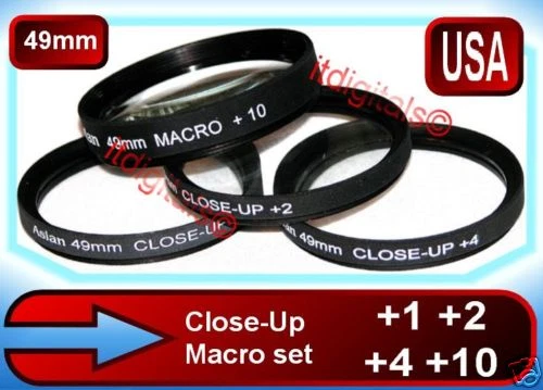 49mm +1 +2 +4 & MACRO +10 CLOSEUP LENS FILTERS SET KIT 49 mm Asian Camera - Image 2 of 2