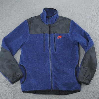 Nike Track & Field Sherpa Fleece Jacket Mens Medium Blue Full Zip 507286-447