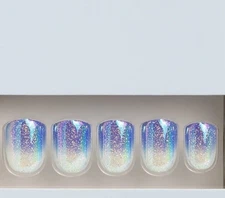 Red Aspen Short Square Holographic Blue Ombré Wonda's Winter Wonderland ❄️