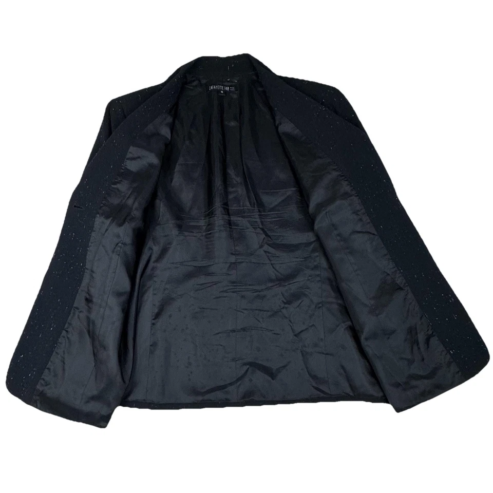 Lafayette 148 Jacket Blazer Womens 16 Wool Silk Blend Printed Black Luxury - Image 3 of 4