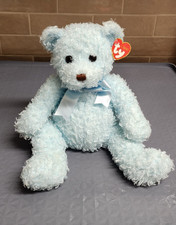 NEW WITH TAGS 14   2004 Ty OASIS Blue Curly Fur Bear Classic
