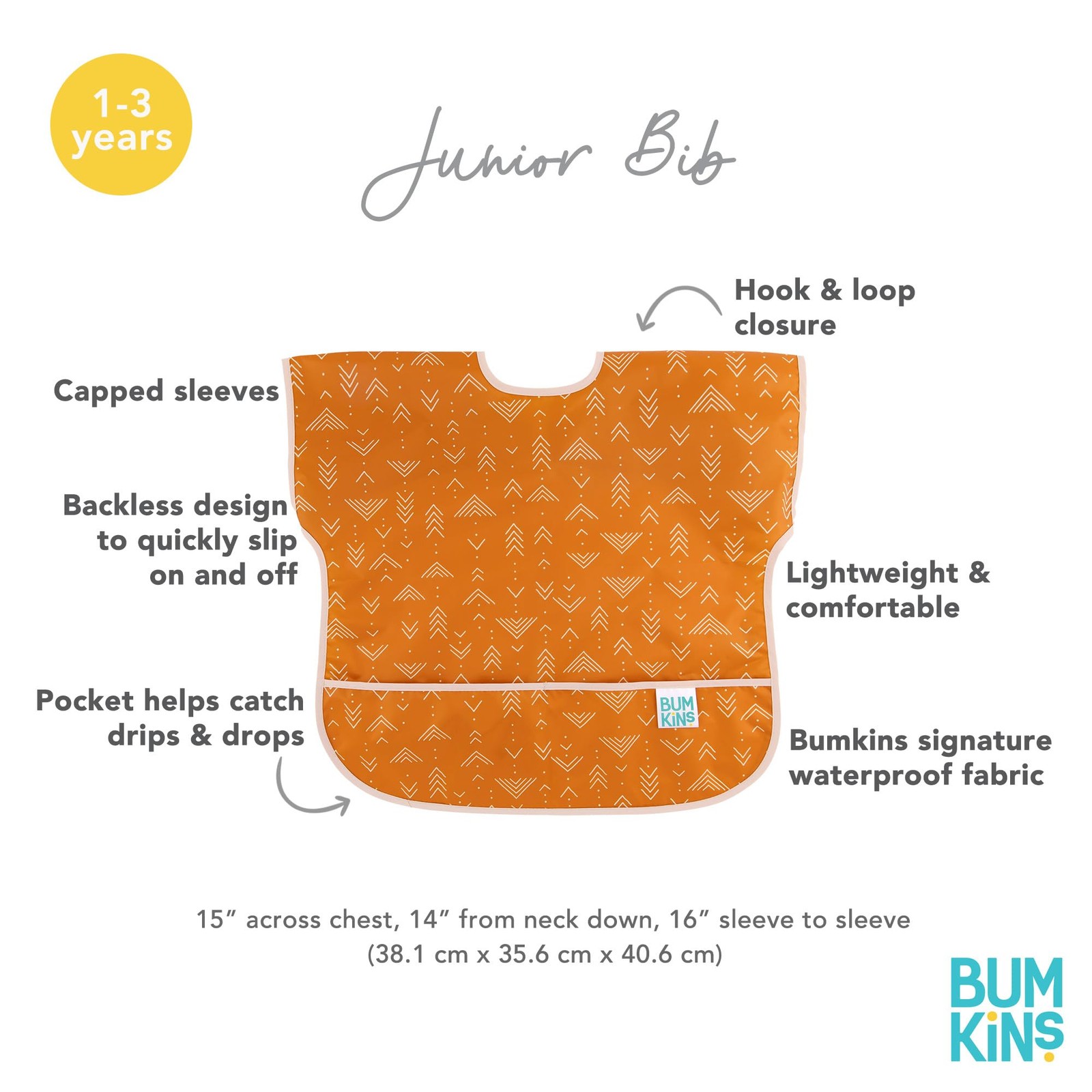 Bavoir junior imperméable 1-3 ans Grounded lavable en machine - 4