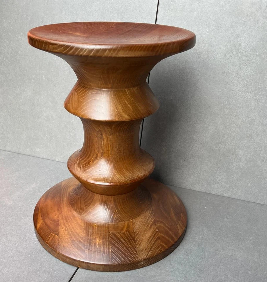 Eames Style Walnut Stool C Type Reproduction Mid Century Modern Design - Image 2 of 4