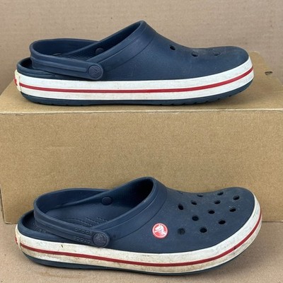 Crocs Classic Clog Navy Blue Red White Unisex Sandals Men's 8 Women's 10