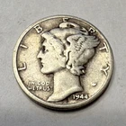 1944 Mercury Dime Silver 10C US Coin 0.900 Fine Circulated Business Strike