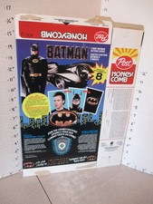 cereal box (1) 1989 Canada BATMAN movie Keaton HONEYCOMB trading card Batmobile