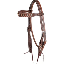 Martin Saddlery Headstall Browband Chocolate Roughout Nickel Ox Dots HB21EFSCR