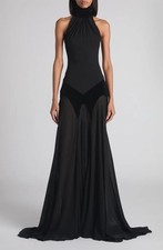 Sold Out Alexander McQueen Halter Neck Silk Georgette Evening Dress Size 38