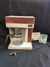 Vintage Mr. Coffee CB 303A Drip Maker And Floral Glass Pot Wood Grain