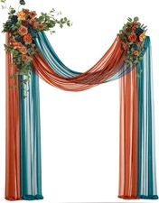 Ling's Moment Teal Orange Artificial Wedding Arch Flowers Kit Pack of 4, 2pcs Ha