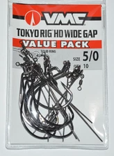 vmc bass tokyo rig hd wide gap hook 5/0 black rolling swivel value pack