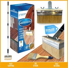 Versatile Decking Stain Brush Kit Long Handle with 3 Inch Brush 7 Inch 3 Pc
