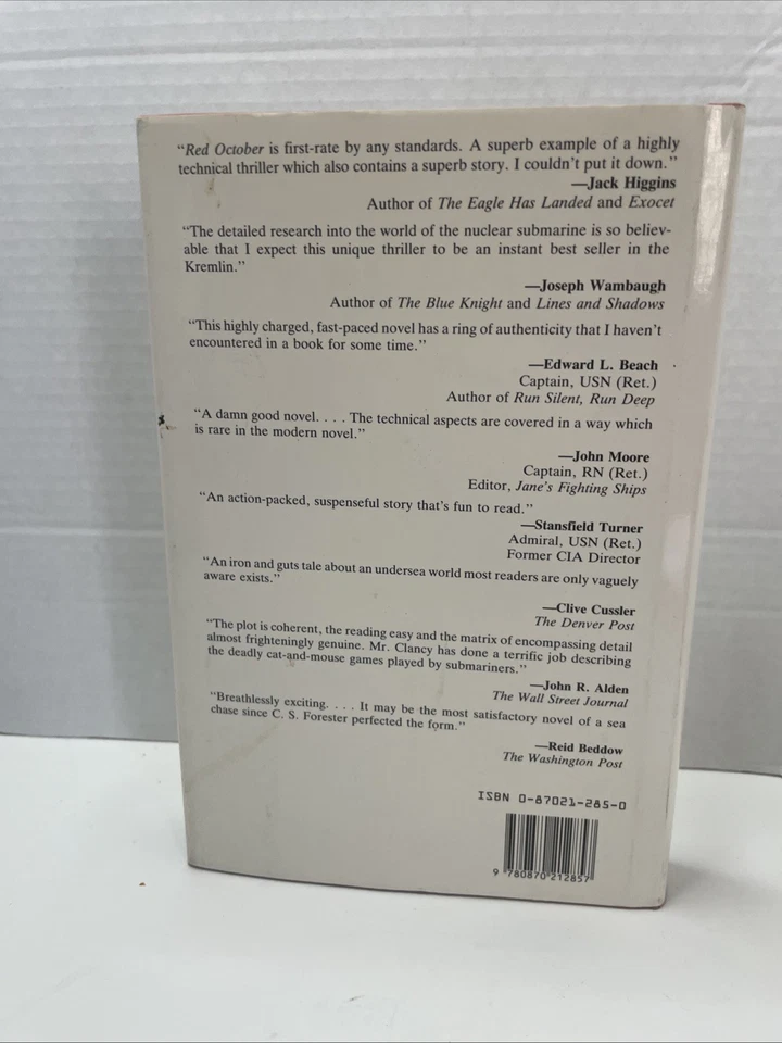 The Hunt for Red October Tom Clancy 1984 1st Ed/26th Print Naval Institute Press - Image 4 of 4
