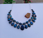 Natural Labradorite Gemstone Necklace 925 Sterling silver Handmade Jewelry