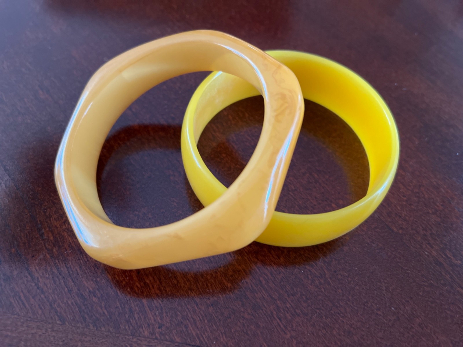 Bakelite / Lycite Yellow Bangle Bracelets - image 1