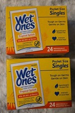 Wet Ones Hand Wipes Singles, Tropical Splash, 24 Ct - Pack of 2 Exp 03/2026