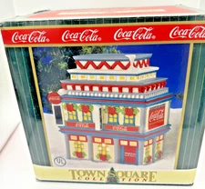 Coca-Cola Town Square Collection Moe's Cafe 1998 Porcelain Lighted Village House