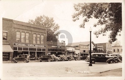 Street View St. Charles MI Michigan #3 RPPC Photo Postcard COPY