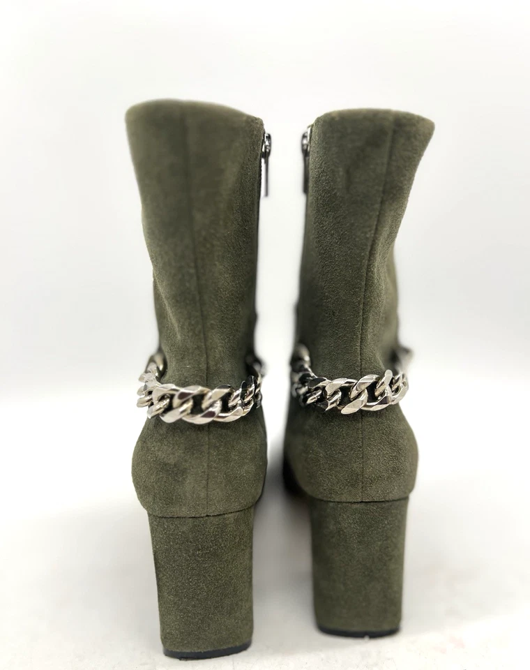 Zac Posen Natalia Chain Booties Womens 8.5M Green Suede - Image 3 of 4