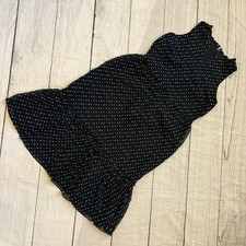 LOFT Outlet size 8 dark blue dot patterned ruffle hem sleeveless dress