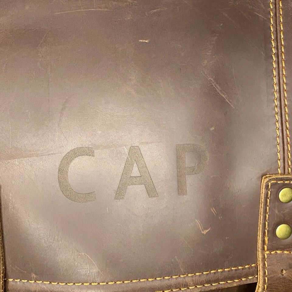 Leather Backpack Men Laptop Travel Bag Brown CAP Professional - Image 2 of 4