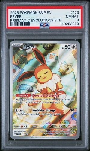 2025 POKEMON SVP PRISMATIC EVOLUTIONS ELITE TRAINER BOX PROMO #173 EEVEE PSA 8