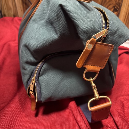 Hudson Sutler Commuter Duffel Bag Mens Canvas Leather Trim Green VG - Picture 7 of 16
