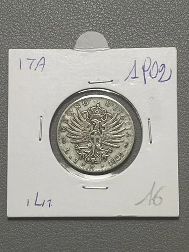 ITALY KINGDOM ITALY Vittorio Emanuele 1 Lira 1902 Silver Savoy Eagle