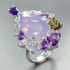 Gems 10 ct+ Natural Lavender Quartz Ring 925 Sterling Silver Size 8 /R451567