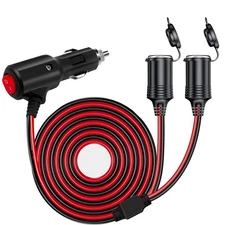 DC 12V/24V 1 to 2 Car Cigarette Lighter Splitter Power Charger Adapter, 6.6FT...