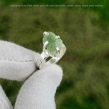 Apatite Rough Stone Promise Bezel Boho Ring Jewelry Size 6.5 925 Sterling Silver