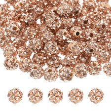 100pcs 6mm Champagne Rhinestone Polymer Fancy Beads for DIY Jewelry Making