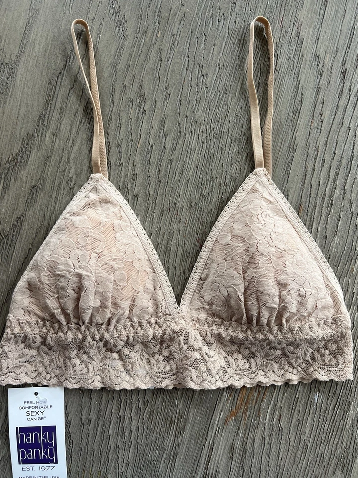 Hanky Panky Signature Lace Padded Bra sz Large stretch Chai beige lace NWT - Image 3 of 4