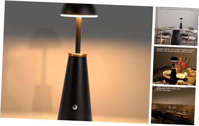 Cordless Table Lamp Rechargeable, Cordless Desk Lamps for Patio 1Pack Black