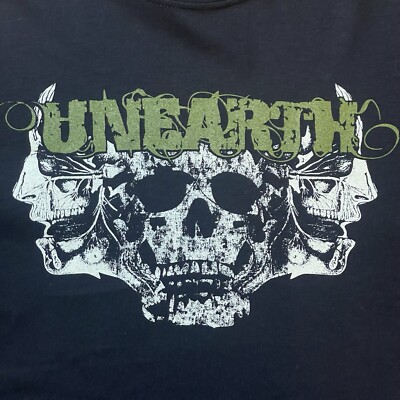 ArgueCulture金属感背骨ルーズTシャツ Y2Kテイスト Vintage Y2K Unearth Shirt Size Large Band Tour Metalcore