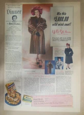 General Mills Baking Ad: Bisquick Win A $5,000 Mink Coat ! 1941  11 x 15 inches