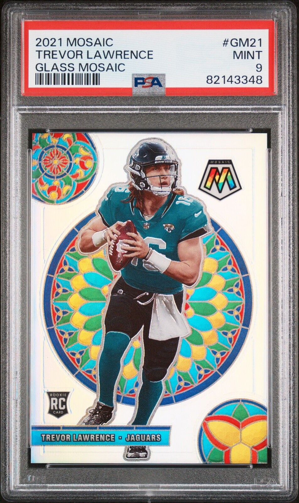 2021 Mosaic Stained Glass Prizm TREVOR LAWRENCE RC PSA 9 MINT RC Case Hit Jags
