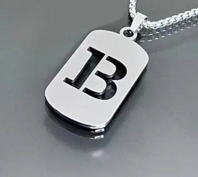 925 Silver Initial Letter B Men's Pendant in 14k White Gold Plated No Chain