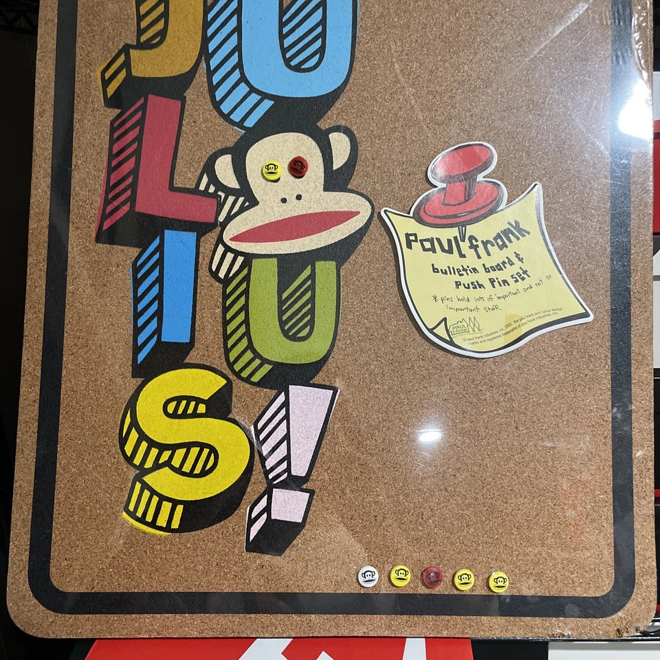 Paul Frank Bulletin Board & Push Pin Set Julius Designer Y2K Home Decor Cork - Image 3 of 4