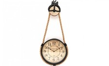 Rustic Industrial Design Rope and Metal Wall Hanging Clock by Sifcon Homeware