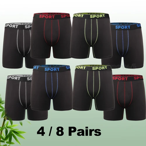 Mens 4/8 Pack Comfort Flex Boxer Briefs Fit Ultra Soft Bamboo Fiber Stretch Wick - Picture 1 of 28