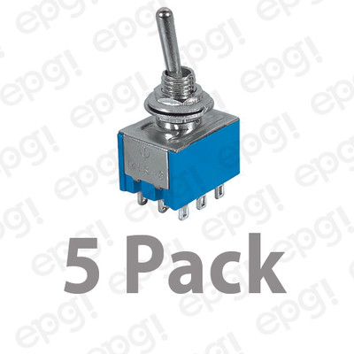 3PDT 9 CONTACTS (ON/ON) MINIATURE TOGGLE SWITCH 6AMPS @ 125VAC #66-1210-5PK